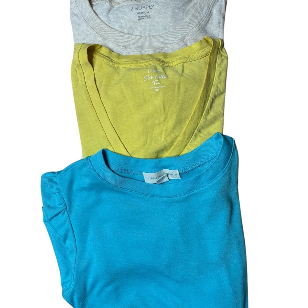 Lot Trio: Sky, Lemon, and Stone Tees
